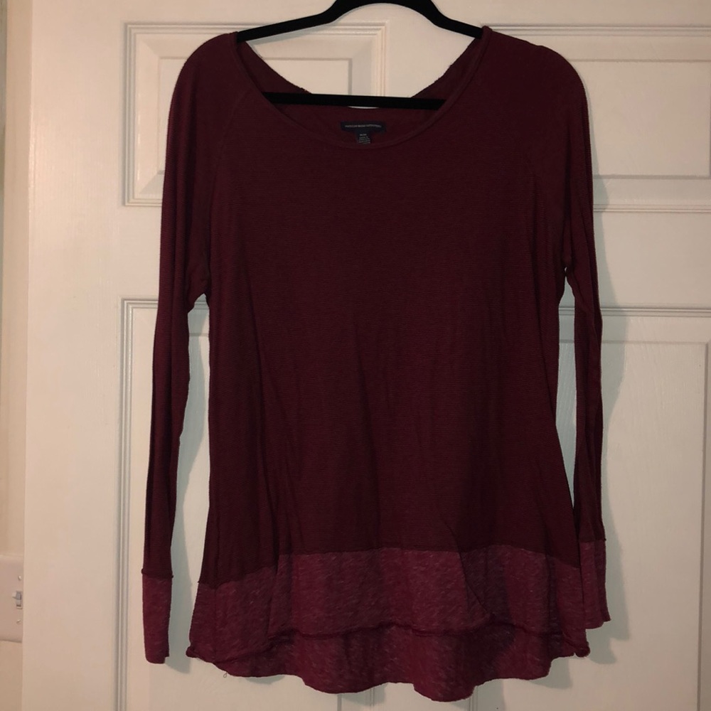 Long Sleeve Burgundy American Eagle Shirt